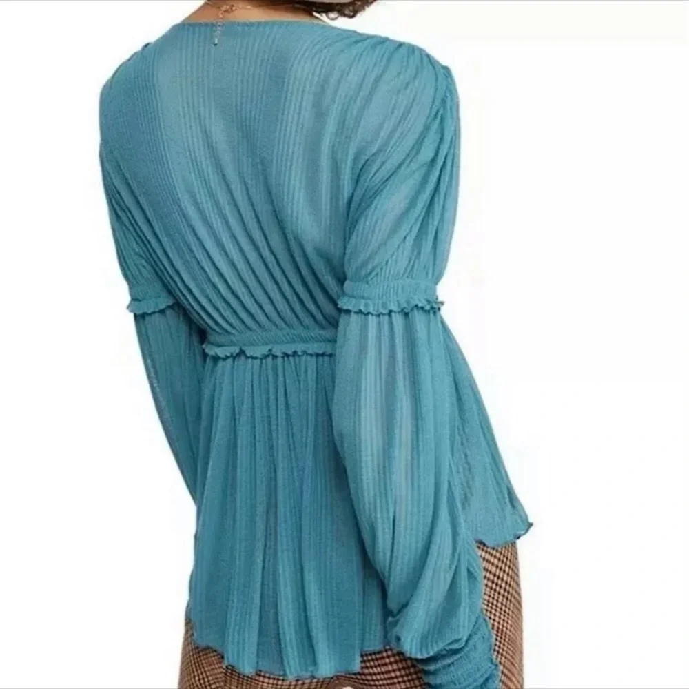 Free People Day Dreaming Top Teal NWOT